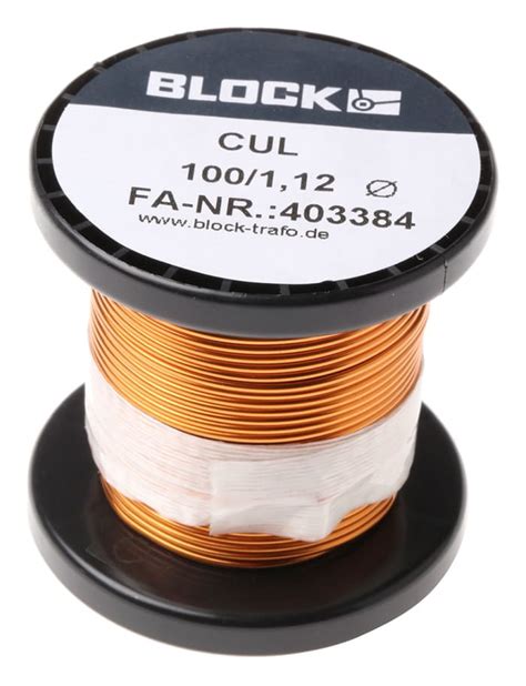 CUL100 1 12 Block Block Single Core 1 12mm Diameter Copper Wire 9m