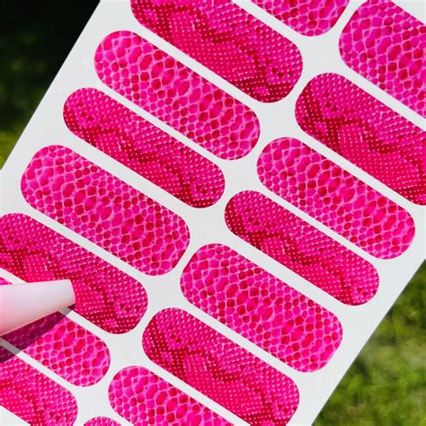 Hot Pink Snake Print Nail Decals Xl Nail Wraps Waterslide Etsy