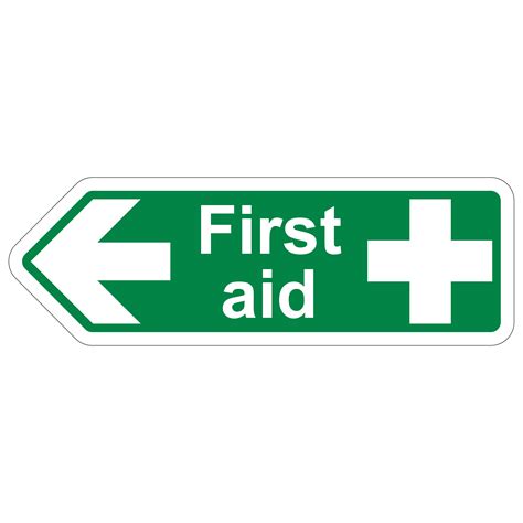 First Aid Arrow Left Shaped Sign Safetysigns4less