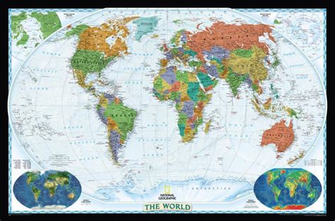 Buy National Geographic World Political Map Decorator Style Giant Poster 73 X 48in Online At