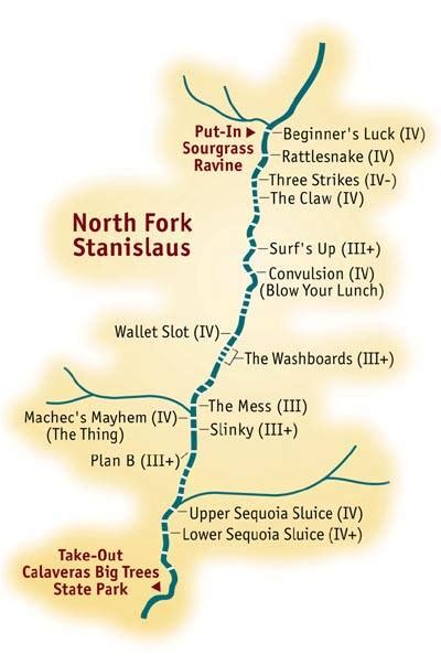 Mile By Mile Whitewater Rafting Guide North Fork Stanislaus