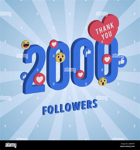 Social Media Banner With Thank You For 2000 Followers Blue Card With