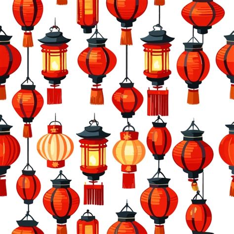 Premium Vector Red Lanterns Flat Design Vector Detailed Cartoon