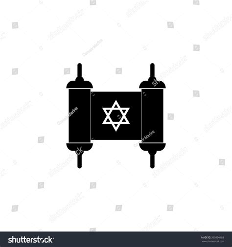 Torah Jewish Scroll Book Vector Icon Stock Vector (Royalty Free) 390896188