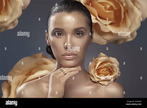 Closeup Picture Of Brunette Woman Stock Photo Alamy