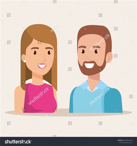 Young Couple Avatars Characters Royalty Free Stock Vector 1055016539