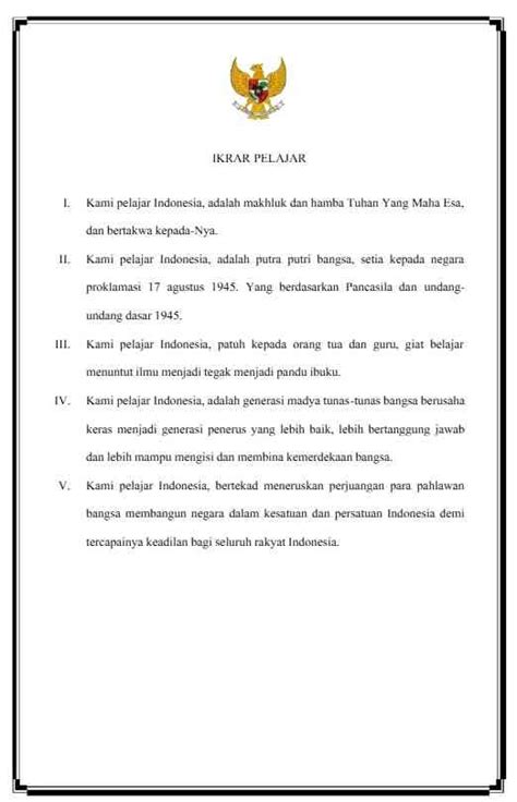 makna  ikrar pelajar   dibaca  upacara bendera