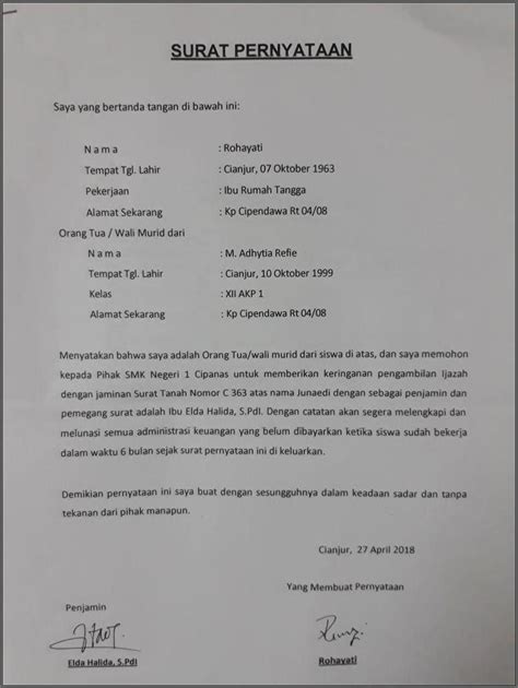 Contoh Surat Pernyataan Ibu Rumah Tangga Surat Permohonan Desain