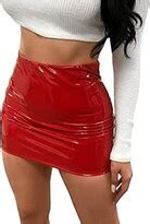 Felcia Women Neon Zip Back Leather Bodycon Mini Skirts Sexy Sequined