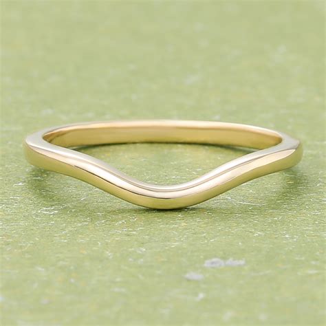 Solid 14k Yellow Gold Curved Wedding Band Simple Plain Band Gardensring