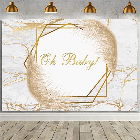 AIBIIN Oh Baby Backdrop Marble Baby Shower Backdrop Background White