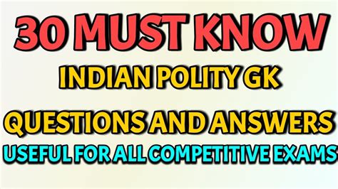 Indian Polity Gk Questions And Answers In English Polity And