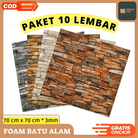 Jual Paket 10 Lembar Wallpaper Dinding 3D Foam Ukuran 70cm X 70cm Batu