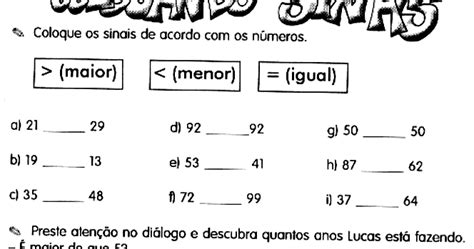 ´matemÁtica Maior Menor E Igual ~ Atividades