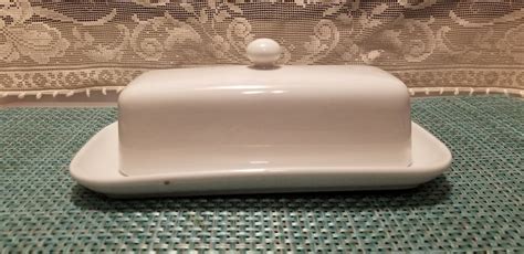 Classic White Covered Butter Dish 10 Strawberry Street - Etsy