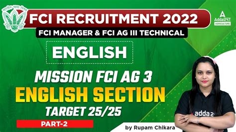 FCI Recruitment 2022 FCI Manager FCI AG 3 Technical FCI English