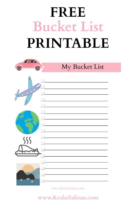 Bucket List Printable Template