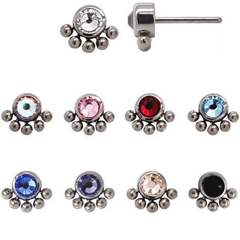 Threadless Bezel Set Cz W Bead Cluster End Element Body Jewelry