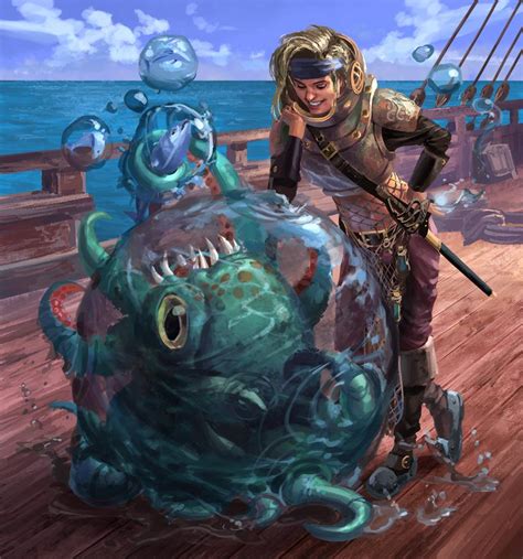 [OC] Pirate Sorceress and her pet kraken hatchling : r/DnD