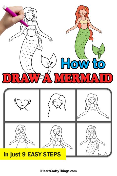 Mermaid Drawing How To Draw A Mermaid Step By Step