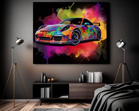 Porsche Art Porsche Canvas Car Art Sport Car Art Colorful Art Wall Decor - Etsy