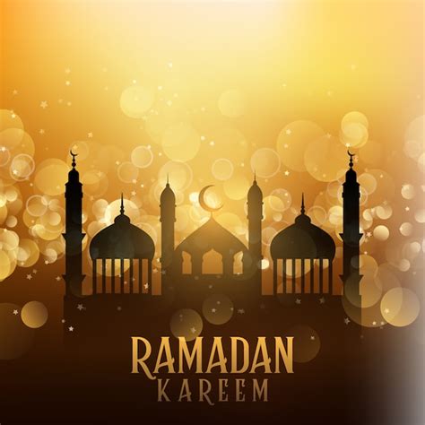 Fondo De Ramadan Kareem Con Mezquitas En Luces Bokeh Vector Gratis