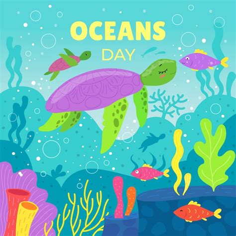 Premium Vector Flat Illustration For World Oceans Day Celebration