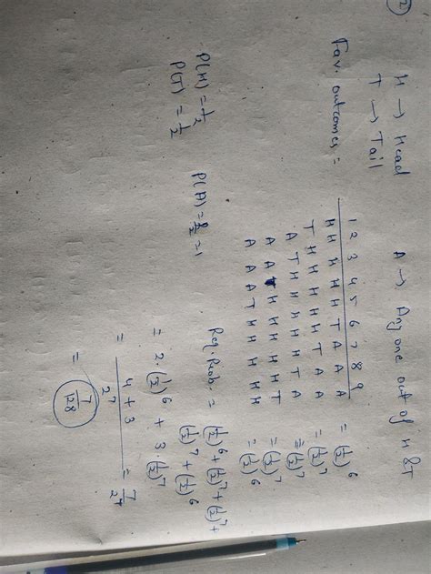 A fair coin is tossed 9 times. Find the probability that it shows heactly 5 time. ( left( ) Prac ...