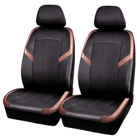 Auto Drive 2pc High Back Seat Covers Carbon Fiber Copper Universal