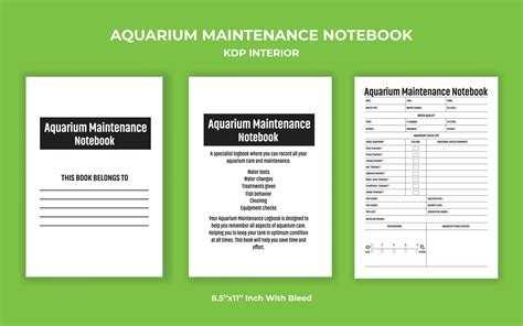 Aquarium Maintenance Notebook Kdp Interior Vector Art At Vecteezy