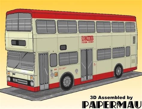 Paper Car 3d Paper Red Brick House Bus Terminal Double Decker Bus