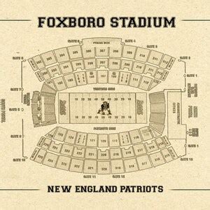 Print of Vintage Foxboro Stadium Seating Chart Seating Chart on Photo ...