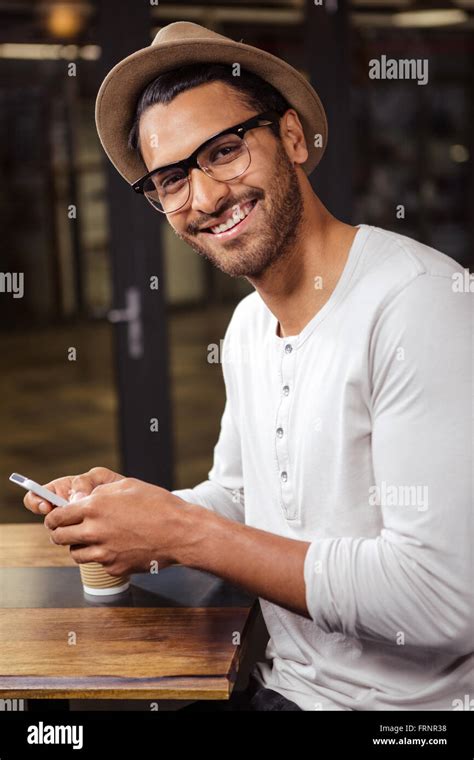 Man Using His Smartphone Stock Photo Alamy