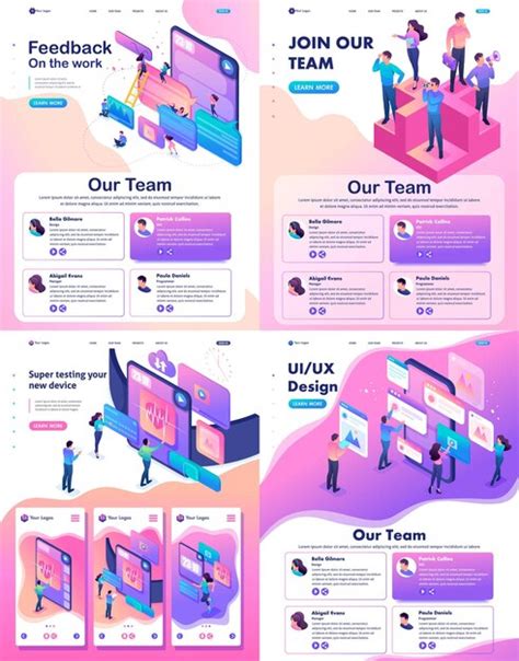 Premium Vector Set Isometric Website Template Landing Page Concept