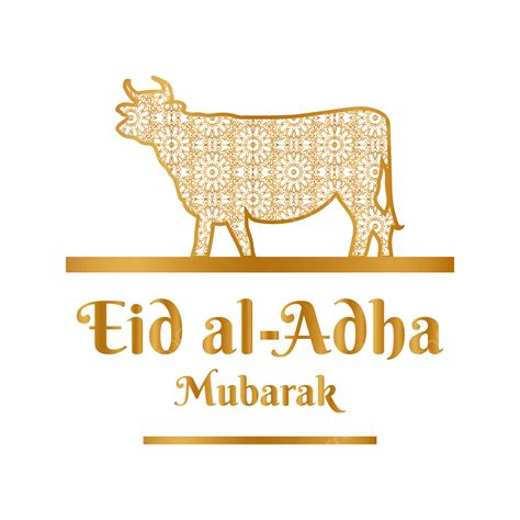 Eid Al Adha Mubarak Wish Design With Golden Color Cow Shape Mandala Golden Color Cow Culture