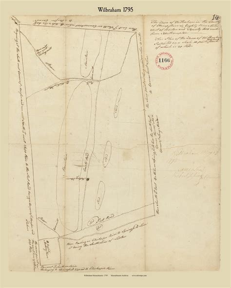 Wilbraham Massachusetts 1795 Old Town Map Reprint Roads Place Names Massachusetts Archives