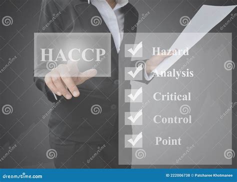 Femme D affaires Présentant La Signification Du Concept Haccp Analyse