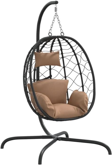 Vidaxl H Ngesessel Ei Mit Kissen Taupe Poly Rattan Stahl Amazon De