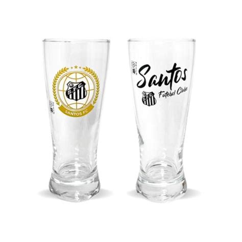 Kit 2 Copos Lager Vidro Cerveja Chopp Santos Allmix 300ml Copos