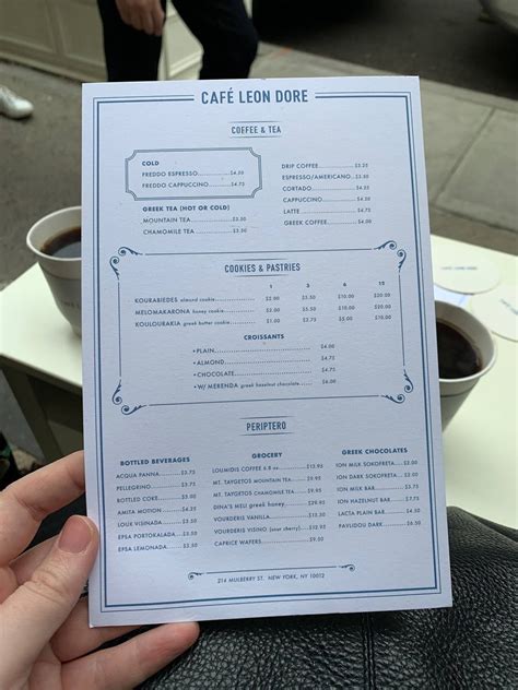 Menu at Café Leon Dore cafe New York City