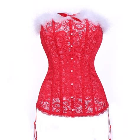 Buy Women Sexy Red Christmas Santa Costume Holiday Bustier Corset Lingerie