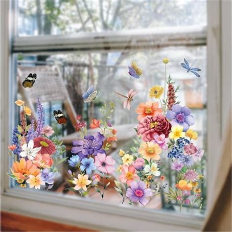 Amazon Spring Summer Window Cling Sticker Tulip Bird Butterfly