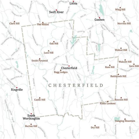 MA Hampshire Chesterfield Vector Road Map Our beautiful Wall Art and ...