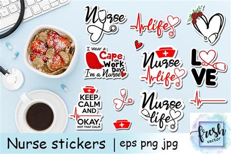 Nurse Life Stickers Medical Print Stethoscope Sticker Eps