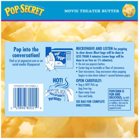 Pop Secret Microwave Popcorn Movie Theater Butter Flavor 1 75 Oz Snack