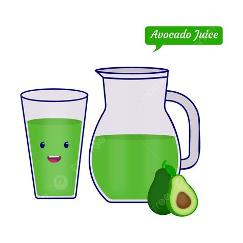 Jug And Glass With Avocado Juice Vector Illustration Avocado Juice