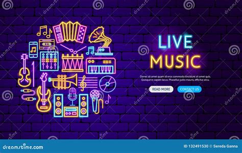 Live Music Neon Banner Design Stock Vector Illustration Of Audio