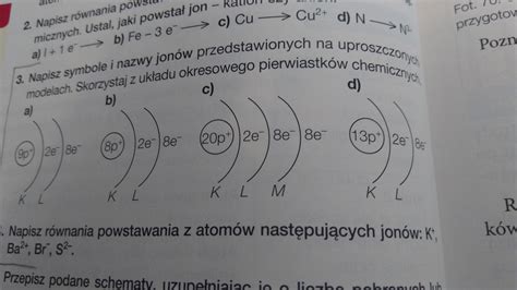 Napisz symbole i nazwy jonów przedstawionych na uproszczonych modelach