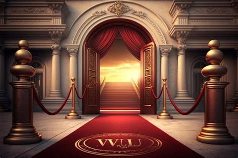 Premium AI Image VIP Luxury Entrance With Red Carpet Generative Ai