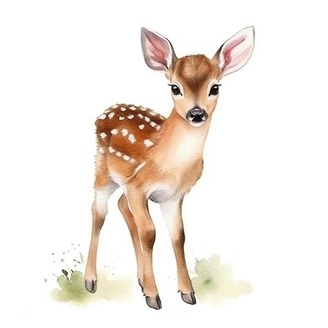 Premium AI Image There Is A Watercolor Painting Of A Fawn Standing In